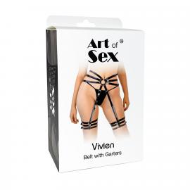 Сексуальні шкіряні гартери із поясом Art of Sex - Vivien, розмір XS-M - 3