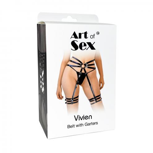 Сексуальні шкіряні гартери із поясом Art of Sex - Vivien, розмір XS-M