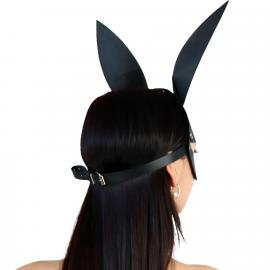 Кожаная маска Зайки Art of Sex - Bunny mask, цвет Черный - 3