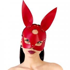 Кожаная маска Зайки Art of Sex - Bunny mask, цвет Красный - 1