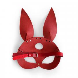 Кожаная маска Зайки Art of Sex - Bunny mask, цвет Красный - 3
