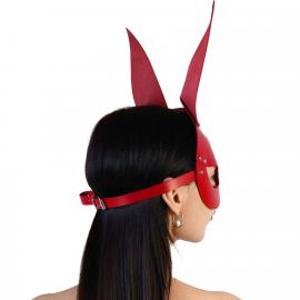 Кожаная маска Зайки Art of Sex - Bunny mask, цвет Красный - 4