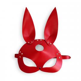 Кожаная маска Зайки Art of Sex - Bunny mask, цвет Красный - 2