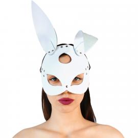 Кожаная маска Зайки Art of Sex - Bunny mask, цвет Белый - 1