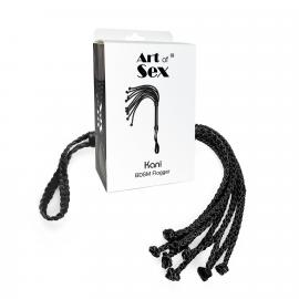 Ажурний батіг Кішка з екошкіри Art of Sex - Kani, колір чорний - 2