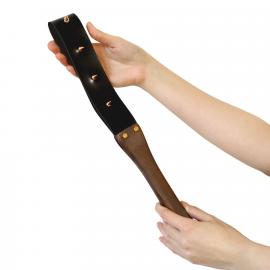 Шльопанка з шипами та дерев'яною ручкою Art of Sex - BDSM Strong, натуральна шкіра - 3