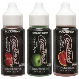 Набір крапель для мінету Doc Johnson GoodHead - Tingle Drops (Watermelon, Green Apple, Strawberry) - 1