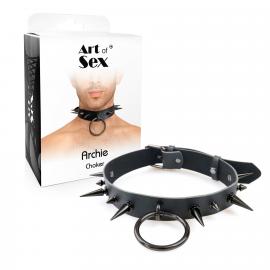 Чоловічий чокер із шипами Art of Sex - Archie Leather and Spikes - 3