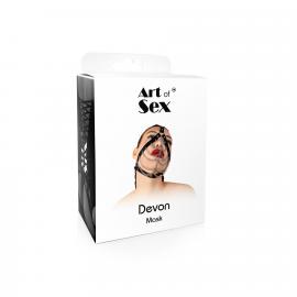 Маска с цепями Art of Sex - Devon, натуральная кожа, цвет черный - 2