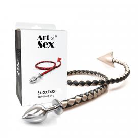 Металлическая анальная пробка L с дьявольским хвостом Art of Sex - Succubus, черный/золото - 5