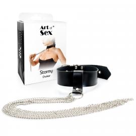 Сексуальний чокер з ланцюгами Art of Sex - Stormy chain and leather - 4