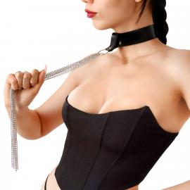 Сексуальний чокер з ланцюгами Art of Sex - Stormy chain and leather - 1