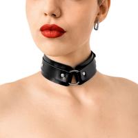 БДСМ-нашийник із кільцем Art of Sex - Martina Collar with ring, натуральна шкіра, колір чорний