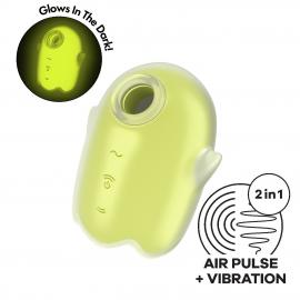 Вакуумний кліторальний стимулятор із вібрацією Satisfyer Glowing Ghost Yellow - 1