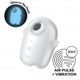 Вакуумний кліторальний стимулятор із вібрацією Satisfyer Glowing Ghost White - 1
