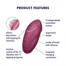 Вібростимулятор-пульсатор Satisfyer Tap & Climax 1 Red, ефект постукування пальцем - 3