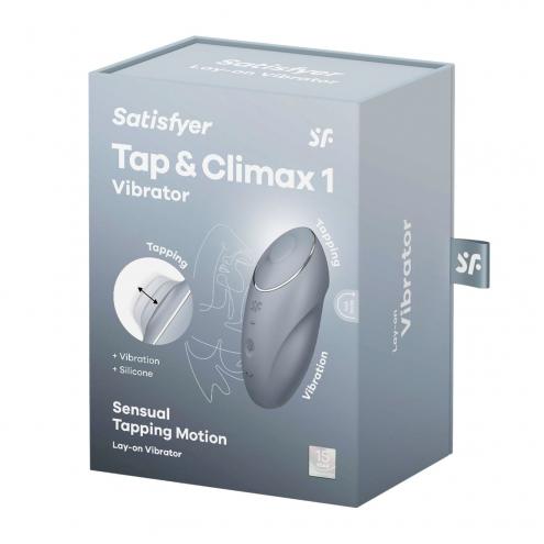 Вибростимулятор-пульсатор Satisfyer Tap & Climax 1 Bluegrey, эффект постукивания пальцем