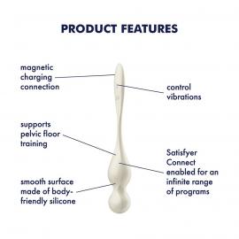 Вагінальні смарт-кульки з вібрацією Satisfyer Love Birds 1 Connect App White, 78 г - 4