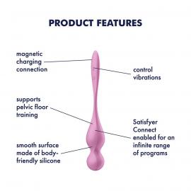 Вагінальні смарт-кульки з вібрацією Satisfyer Love Birds 1 Connect App Pink, 78 г - 6