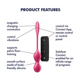 Вагінальні смарт-кульки з вібрацією Satisfyer Love Birds 2 Connect App Red, 86 г, пульт ДК - 5