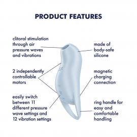 Вакуумний кліторальний стимулятор із вібрацією Satisfyer Pocket Pro 1 Blue - 2
