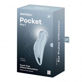 Вакуумний кліторальний стимулятор із вібрацією Satisfyer Pocket Pro 1 Blue - 4
