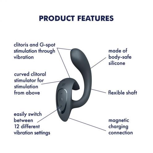 Вагінально-кліторальний вібратор Satisfyer G for Goddess 1 Dark Grey