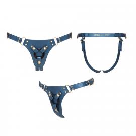 Трусики для страпону Strap-On-Me Leatherette Harness Generous - One Size - Blue - 5