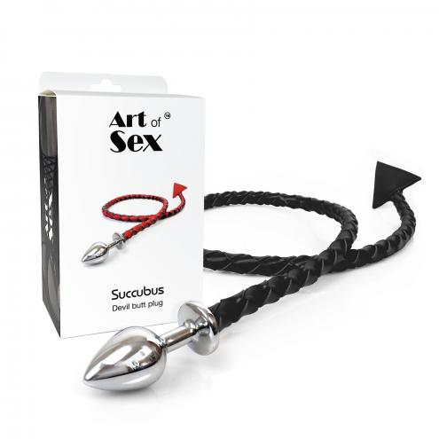 Металлическая анальная пробка S с дьявольским хвостом Art of Sex - Succubus, черный