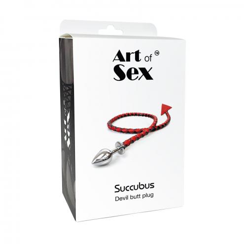 Металлическая анальная пробка S с дьявольским хвостом Art of Sex - Succubus, черный