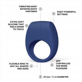 Ерекційне кільце з вібрацією LELO Tor 3 Base Blue - 5