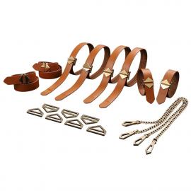 Набір із 8 ременів для зв'язування LOCKINK 8-Bondage-Straps Restraint Set - Brown - 1