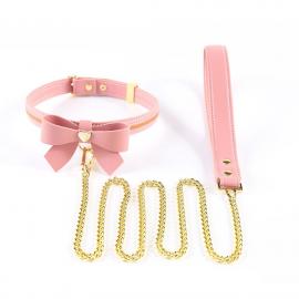 Повідець LOCKINK SEVANDA Love Heart Butterfly Leather Collar Set - Pink - 1
