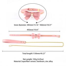 Повідець LOCKINK SEVANDA Love Heart Butterfly Leather Collar Set - Pink - 7