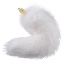 Металева анальна пробка Лисий хвіст LOCKINK SEVANDA White Fox-Tail Anal Pear-shape Plug - 5