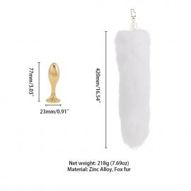 Металева анальна пробка Лисий хвіст LOCKINK SEVANDA White Fox-Tail Anal Pear-shape Plug - 6