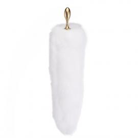 Металева анальна пробка Лисий хвіст LOCKINK SEVANDA White Fox-Tail Anal Pear-shape Plug - 3