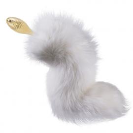Металева анальна пробка Лисий хвіст LOCKINK SEVANDA White Fox-Tail Anal Pear-shape Plug - 7
