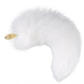 Металева анальна пробка Лисий хвіст LOCKINK SEVANDA White Fox-Tail Anal Pear-shape Plug - 1