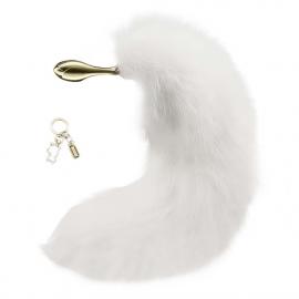Металева анальна пробка Лисий хвіст LOCKINK SEVANDA White Fox-Tail Anal Rose-shape Plug - 2