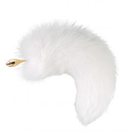 Металева анальна пробка Лисий хвіст LOCKINK SEVANDA White Fox-Tail Anal Rose-shape Plug - 1