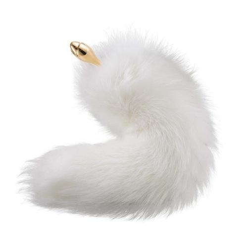 Металева анальна пробка Лисий хвіст LOCKINK SEVANDA White Fox-Tail Anal Rose-shape Plug