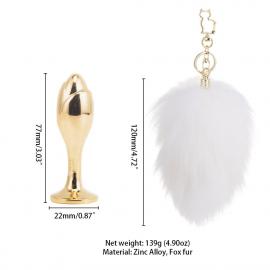Металева анальна пробка Кролячий хвіст LOCKINK SEVANDA White Bunny-Tail Anal Rose-shape Plug - 4