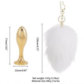 Металева анальна пробка Кролячий хвіст LOCKINK SEVANDA White Bunny-Tail - 4
