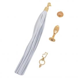 Металлическая анальная пробка Хвост пони LOCKINK SEVANDA White Pony-Tail Anal Pear-shape Plug - 6