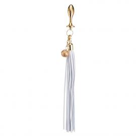 Металлическая анальная пробка Хвост пони LOCKINK SEVANDA White Pony-Tail Anal Pear-shape Plug - 1