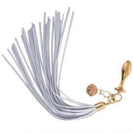 Металлическая анальная пробка Хвост пони LOCKINK SEVANDA White Pony-Tail Anal Pear-shape Plug - 4