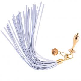 Металлическая анальная пробка Хвост пони LOCKINK SEVANDA White Pony-Tail Anal Rose-shape Plug - 1