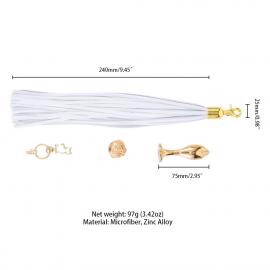 Металлическая анальная пробка Хвост пони LOCKINK SEVANDA White Pony-Tail Anal Rose-shape Plug - 6
