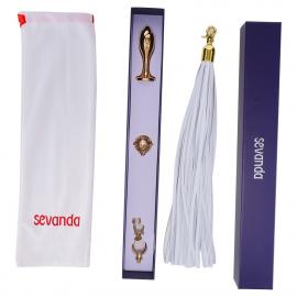 Металлическая анальная пробка Хвост пони LOCKINK SEVANDA White Pony-Tail Anal Rose-shape Plug - 8